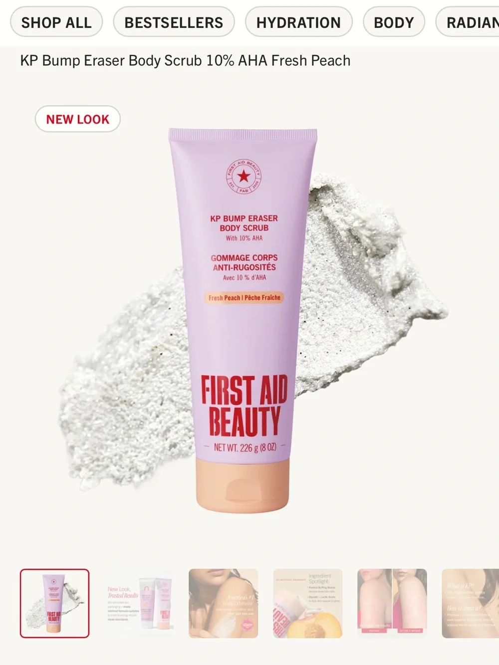 First Aid Beauty KP Bump Eraser Body Scrub - Light Pink & Peach